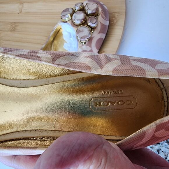 Coach Sonnet Ballet Flats Satin/Polyester Uppers Gold Hardware Rare Vintage Sz10 - Picture 14 of 16
